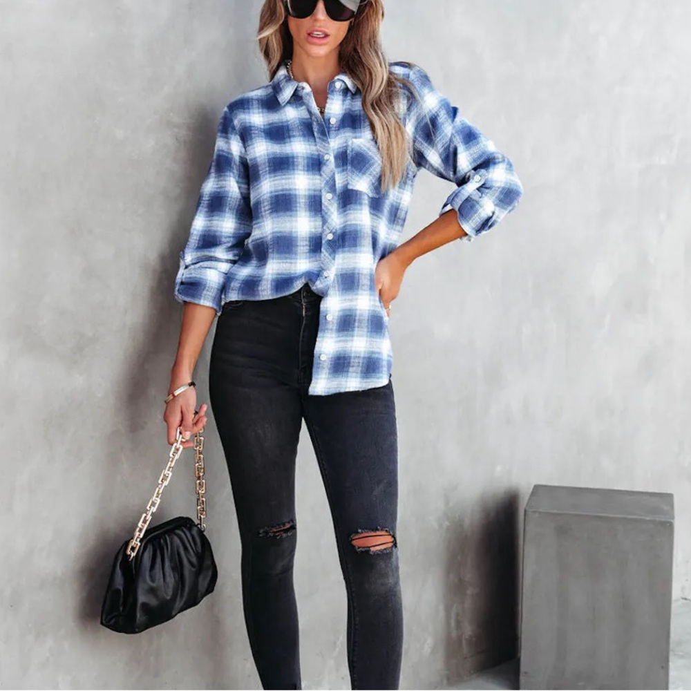Vici flannel - talk plaid to me (sold out) - size medium